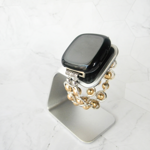 Silver Ovals and Gold Beads Watch Band for Fitbit Versa 3&4 Smart Watch