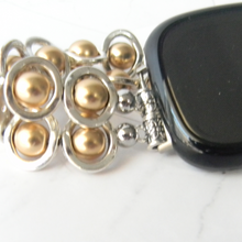 Load image into Gallery viewer, Silver Ovals and Gold Beads Watch Band for Fitbit Versa 3&amp;4 Smart Watch
