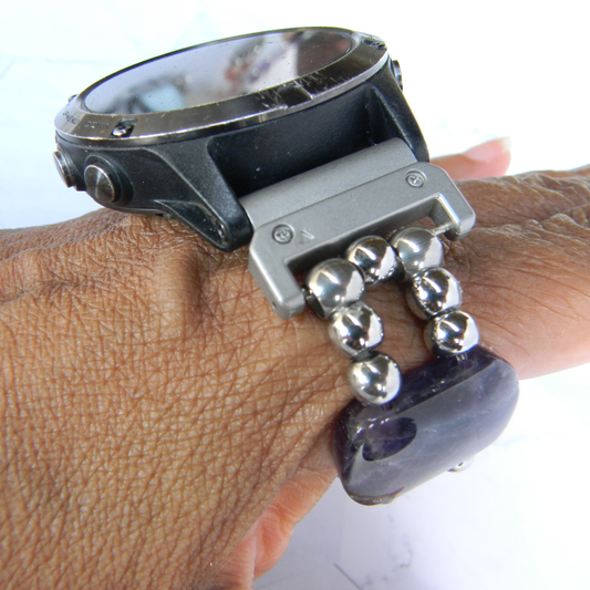 Amethyst & Lepidolite Gemstone Smartwatch Band for Garmin