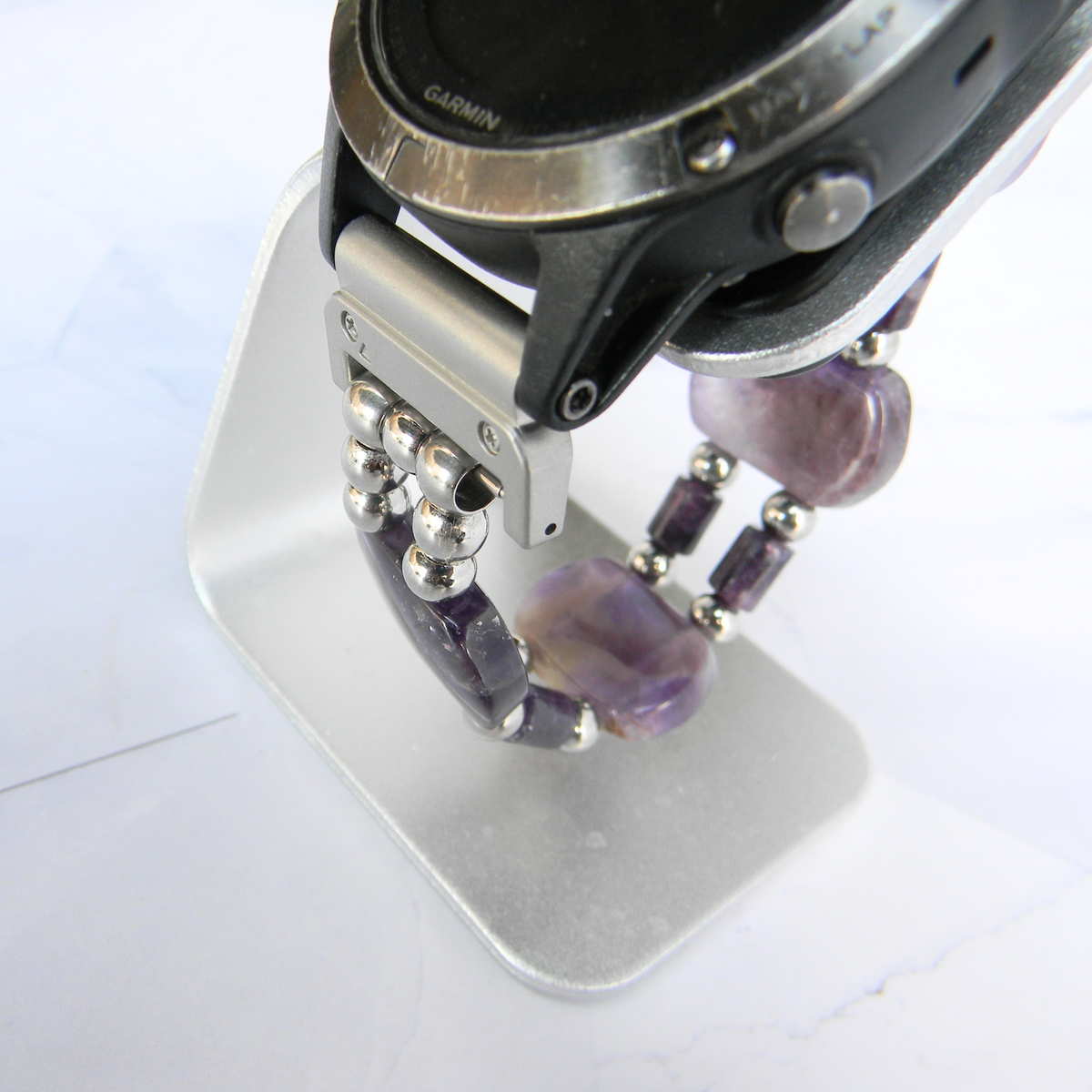 Amethyst & Lepidolite Gemstone Smartwatch Band for Garmin