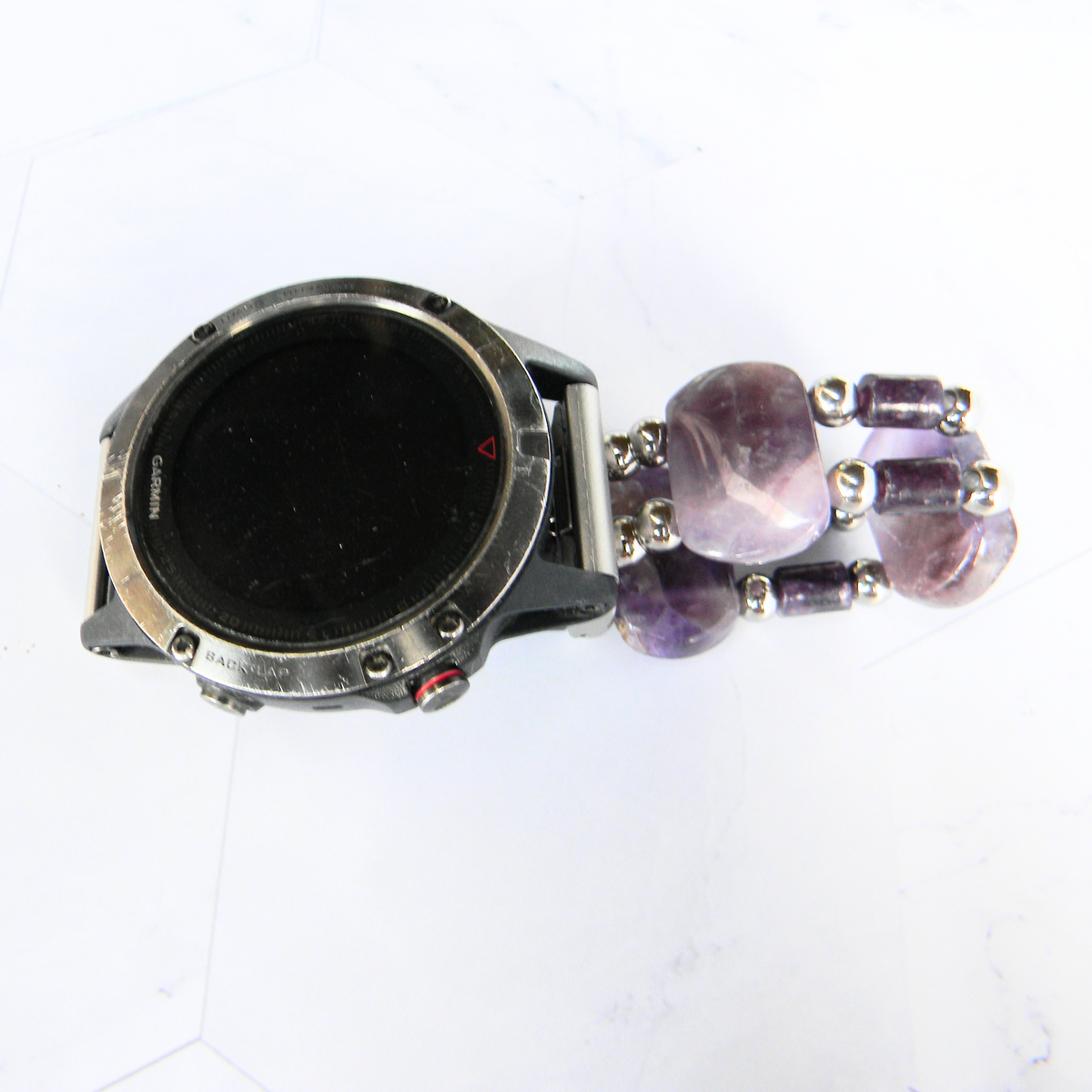 Amethyst & Lepidolite Gemstone Smartwatch Band for Garmin