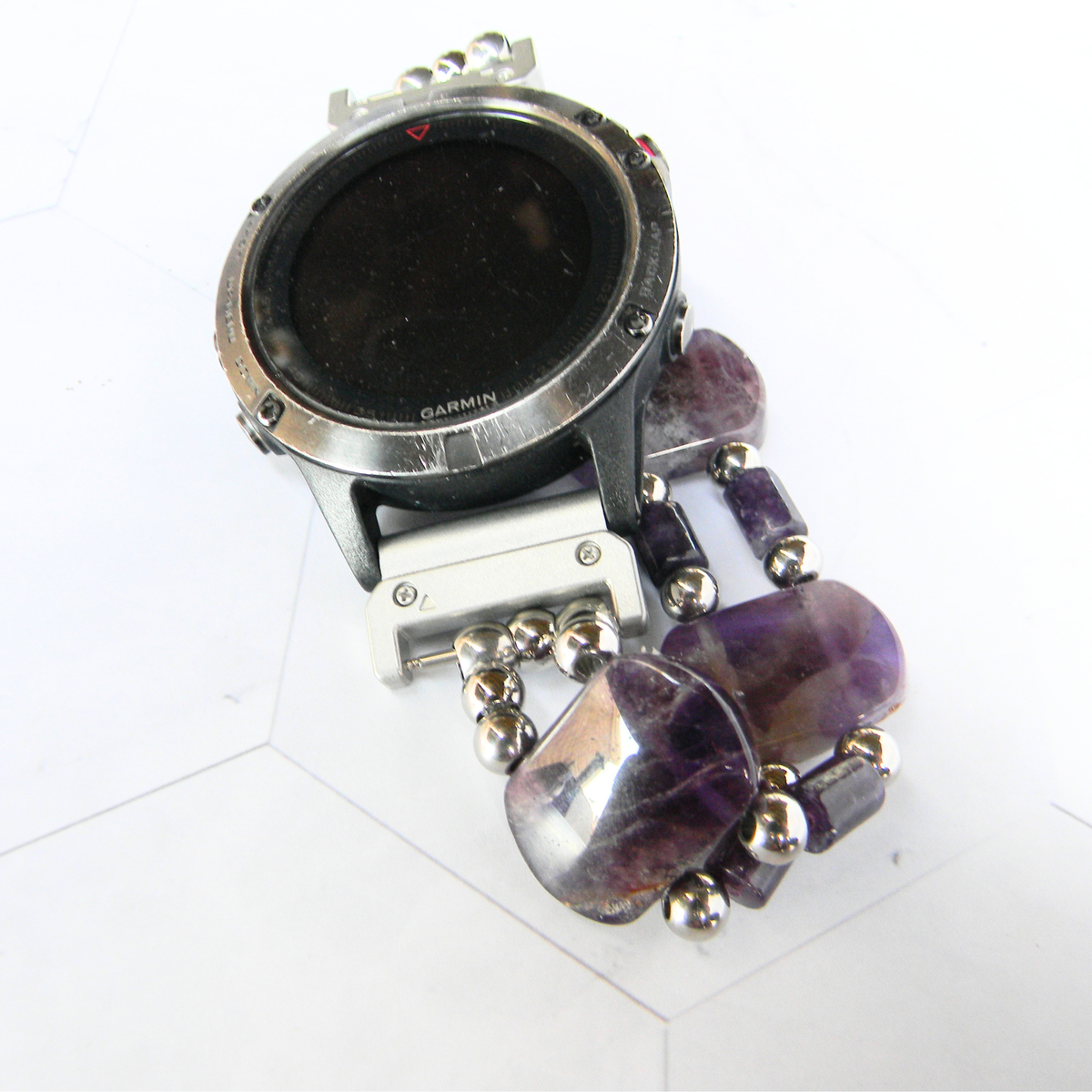 Amethyst & Lepidolite Gemstone Smartwatch Band for Garmin