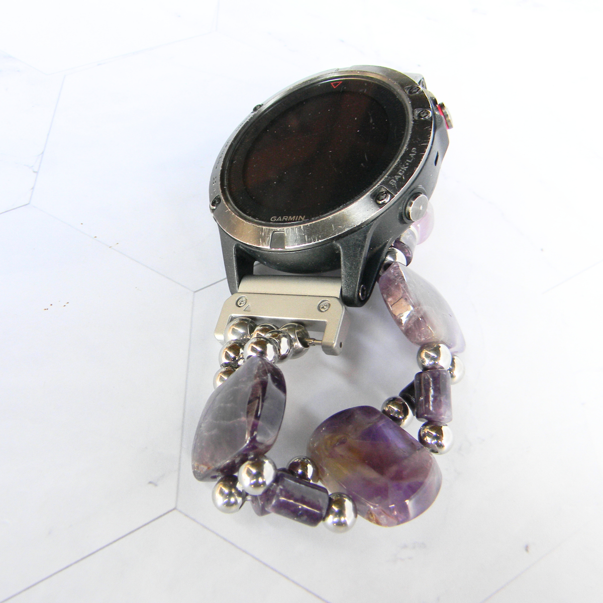 Amethyst & Lepidolite Gemstone Smartwatch Band for Garmin