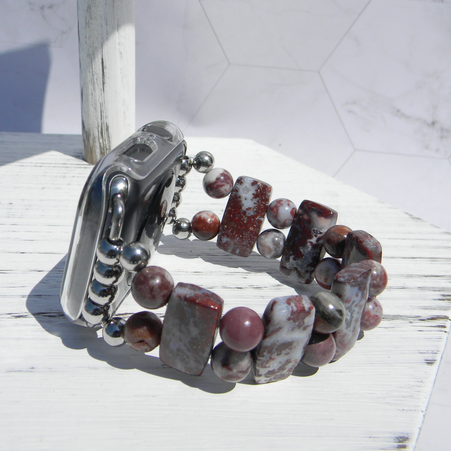 Red Lightning Agate Watch Band for Apple