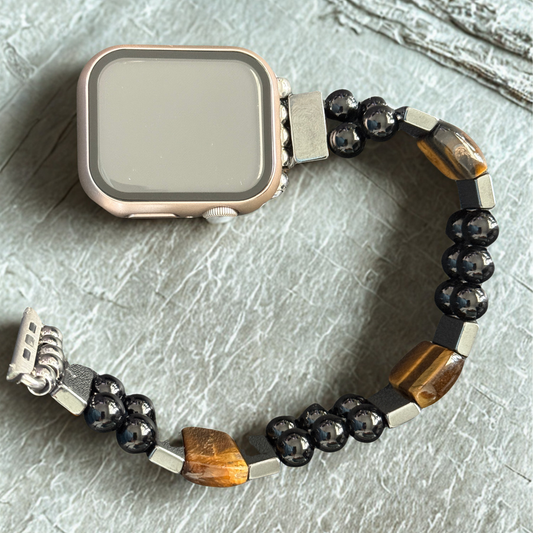 Tiger’s Eye, Hematite & Onyx Smartwatch Band fits Apple Watch