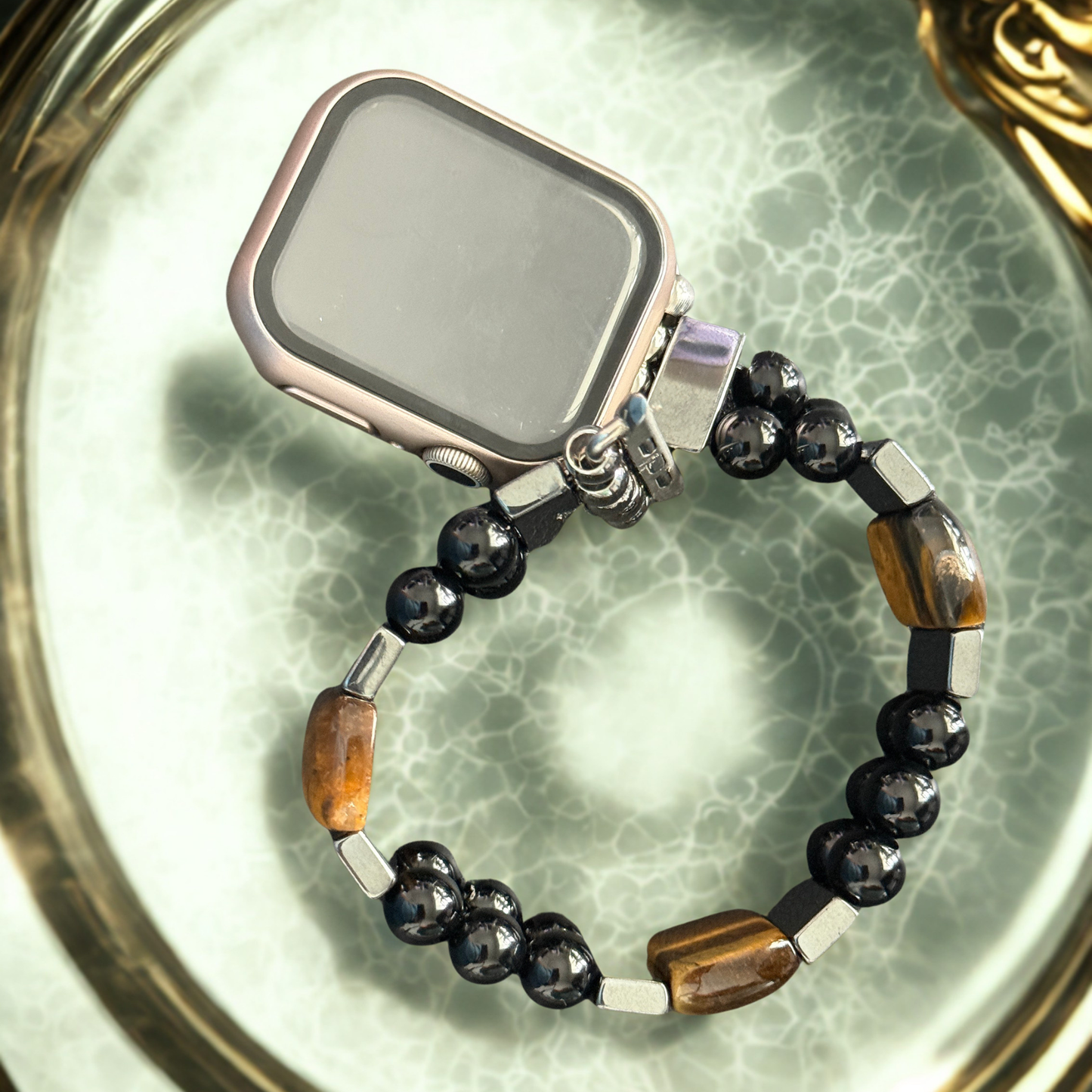 Tiger’s Eye, Hematite & Onyx Smartwatch Band fits Apple Watch