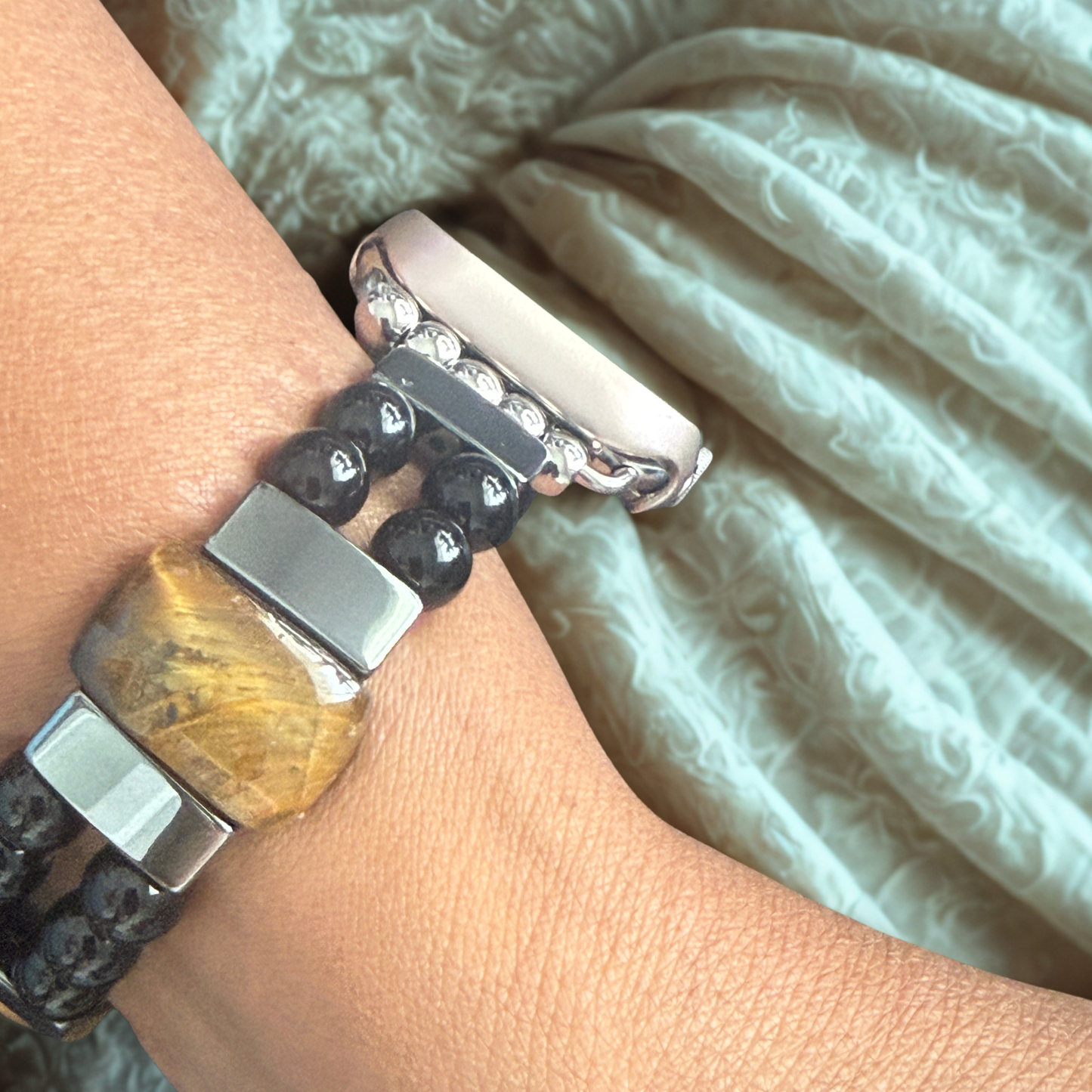 Tiger’s Eye, Hematite & Onyx Smartwatch Band fits Apple Watch
