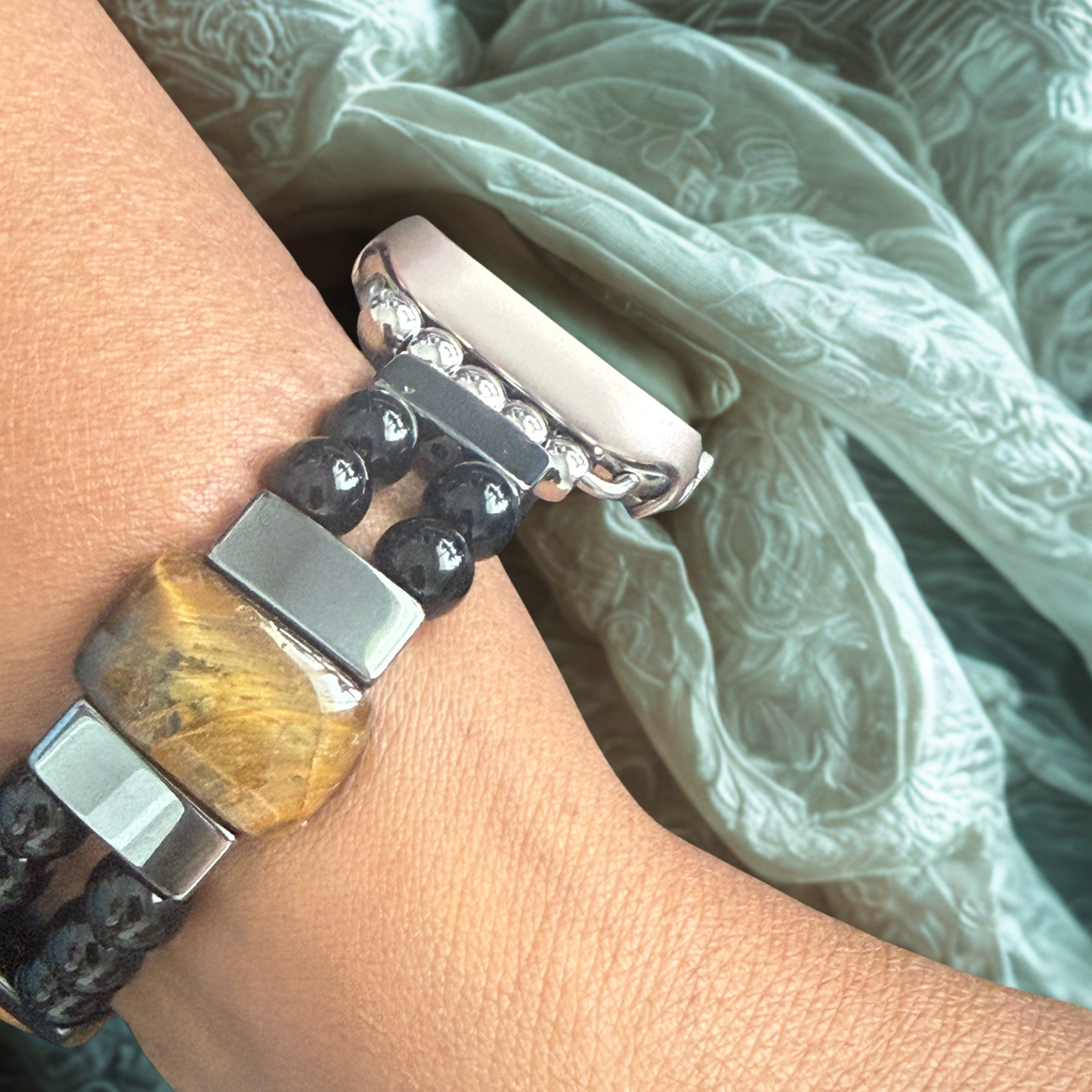 Tiger’s Eye, Hematite & Onyx Smartwatch Band fits Apple Watch