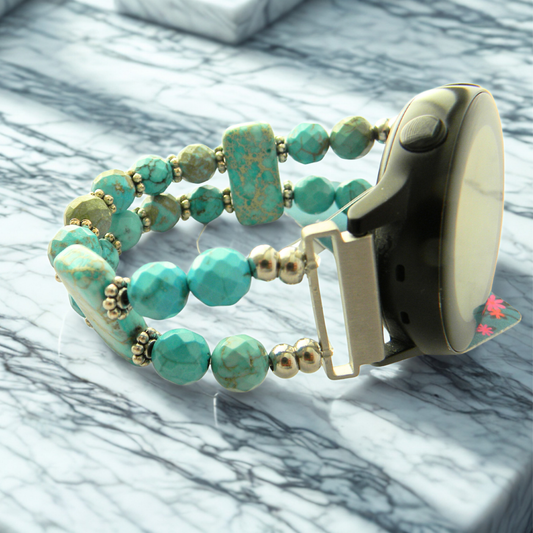 Aqua Jasper & Turquoise Smartwatch Band for Samsung Watch | Handmade Gemstone Bracelet