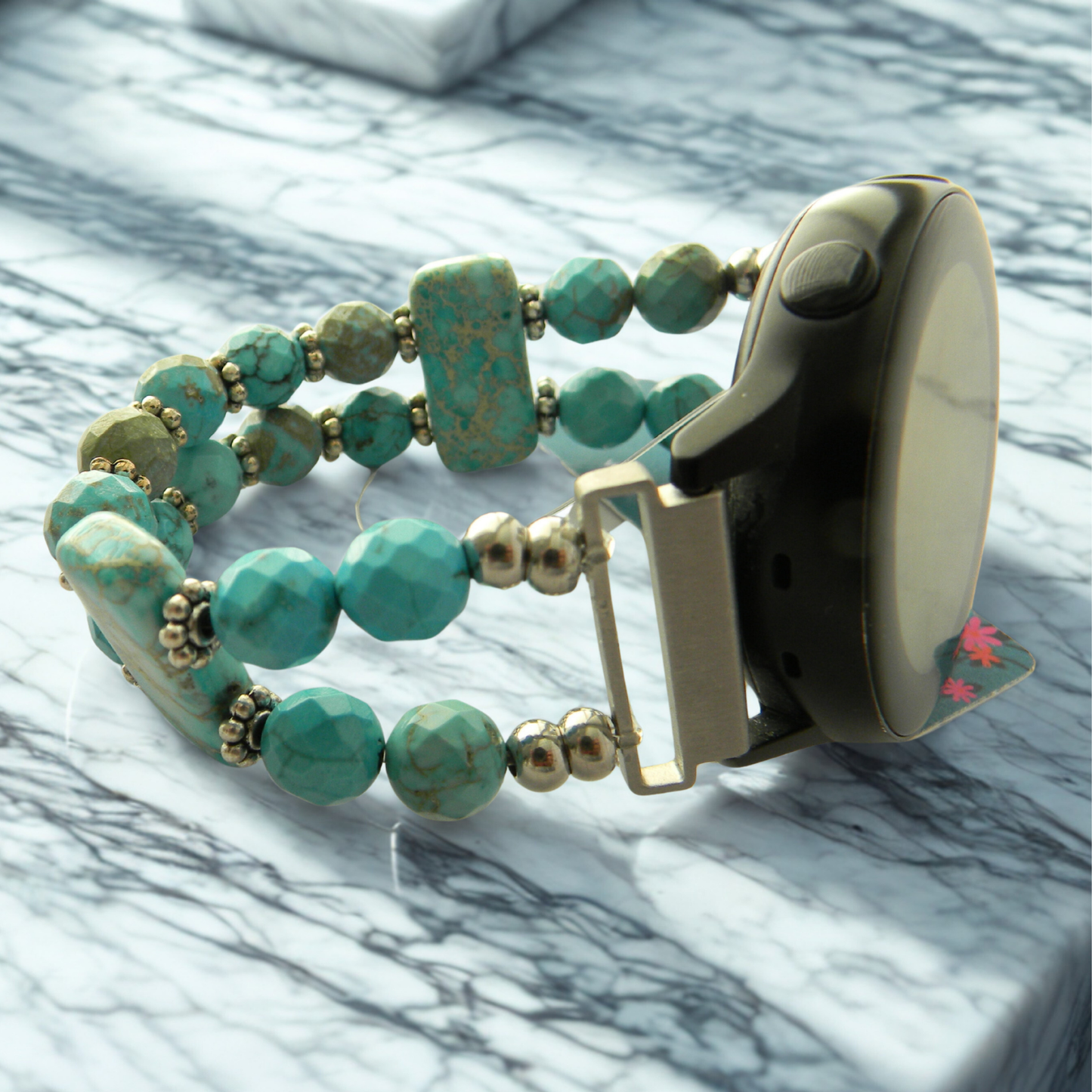 Aqua Jasper & Turquoise Smartwatch Band for Samsung Watch | Handmade Gemstone Bracelet