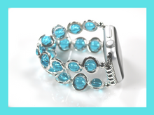 Load image into Gallery viewer, Silver Ovals and Aqua Beads Watch Band for Apple Watch
