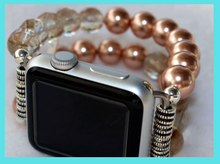 Load image into Gallery viewer, Watch Band for Apple Watch, Rose Pearls and Rutilated Quartz
