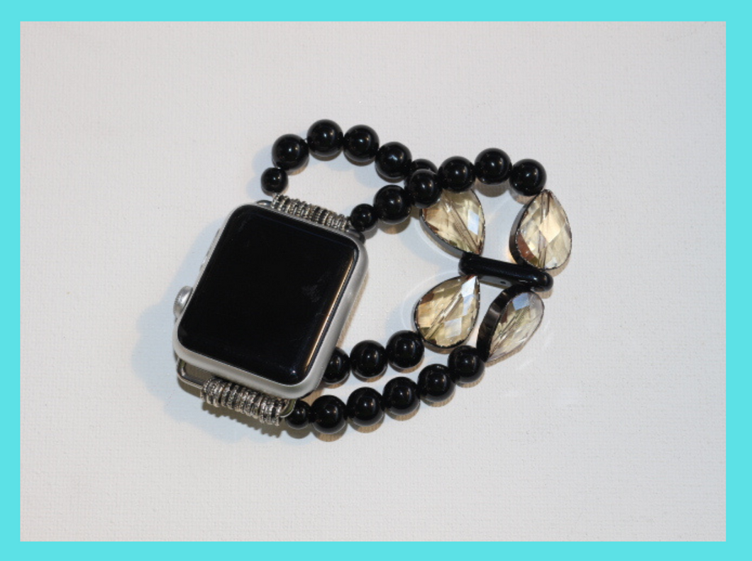 Black Onyx and Tear Drops Watch Band for Apple Watch