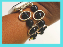 Load image into Gallery viewer, Black Obsidian and Silver Ovals Watch Band for Apple Watch
