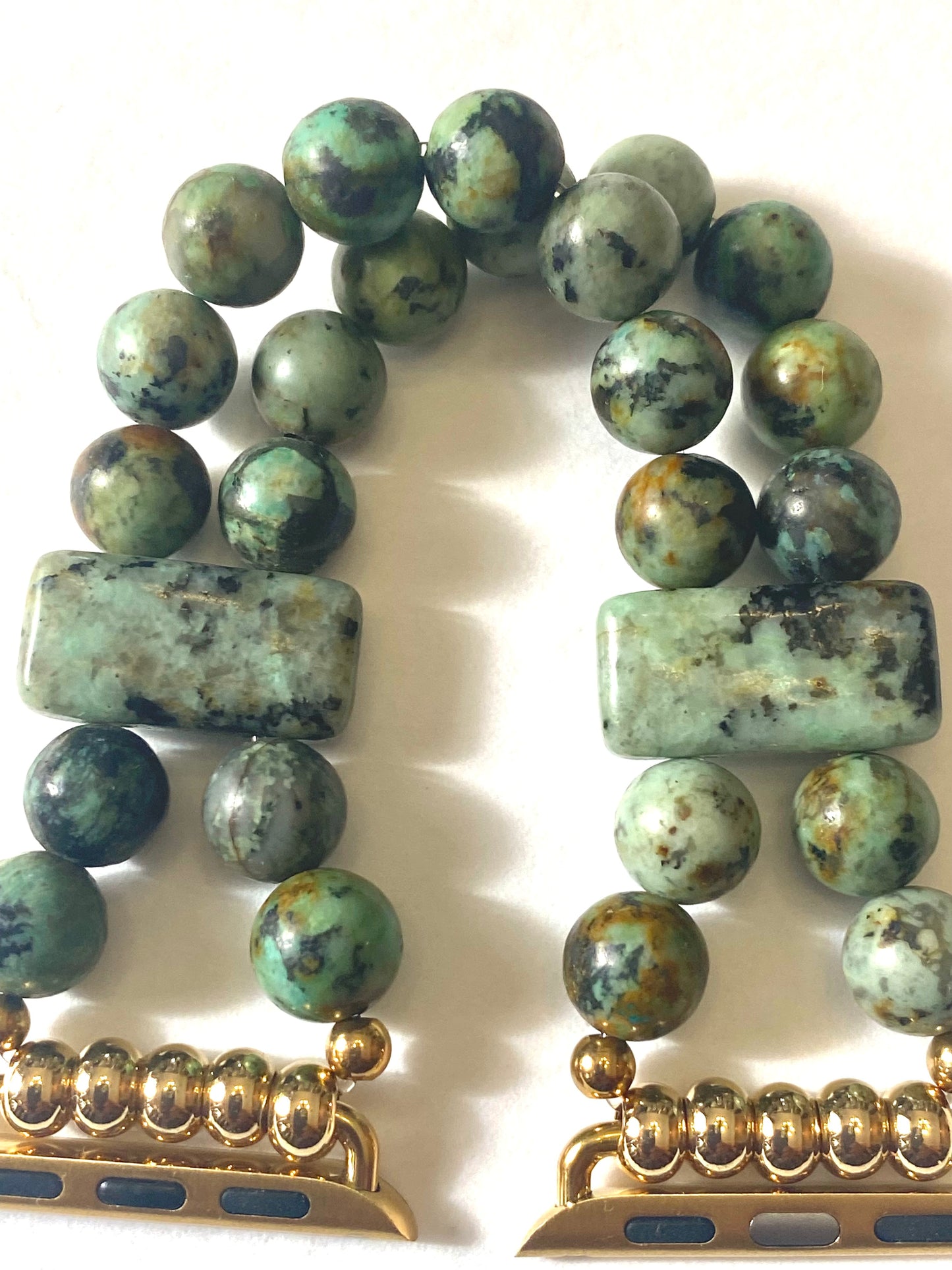 African Turquoise Apple Watch Band | Handmade Gemstone Bracelet