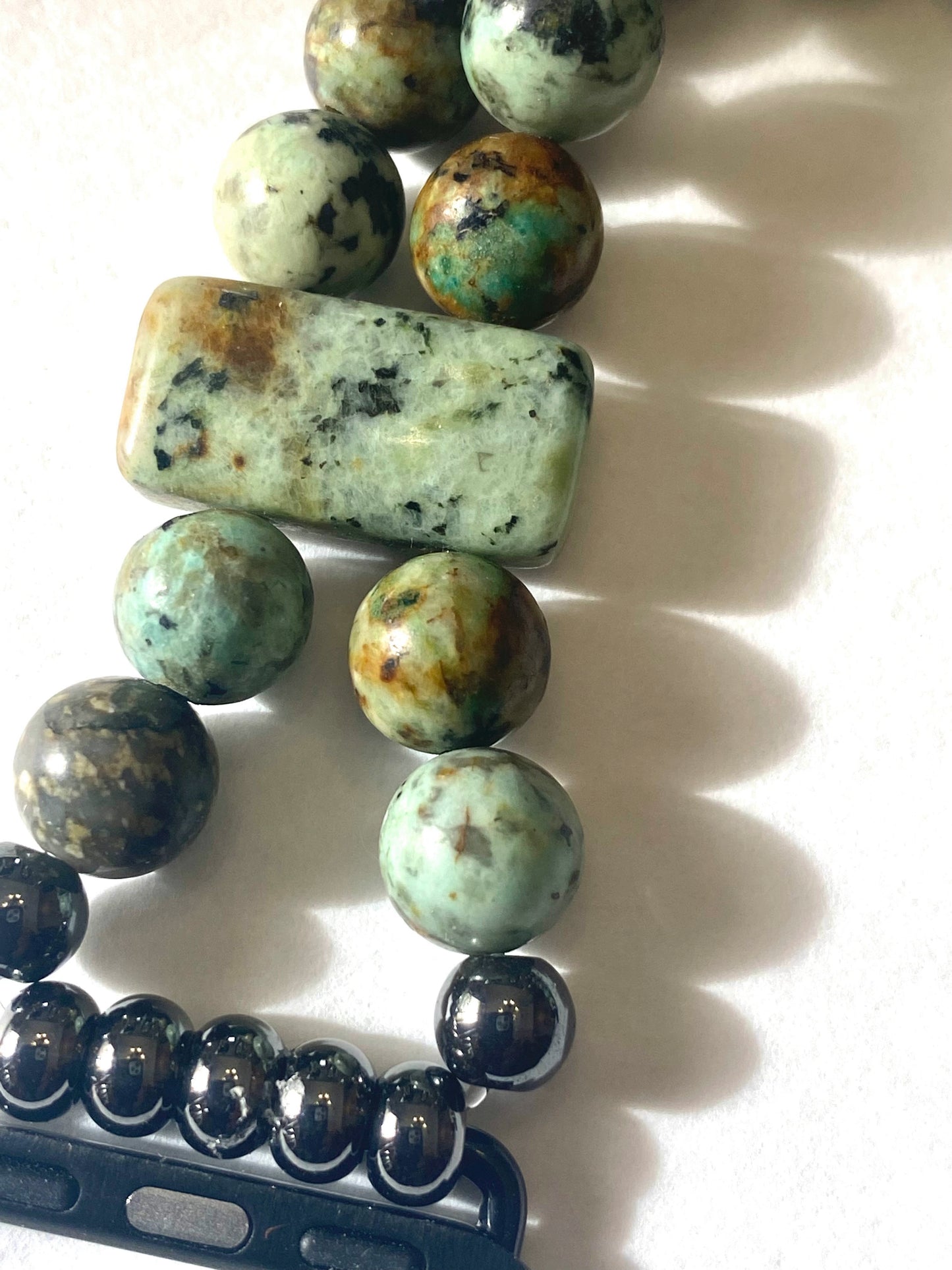 African Turquoise Apple Watch Band | Handmade Gemstone Bracelet