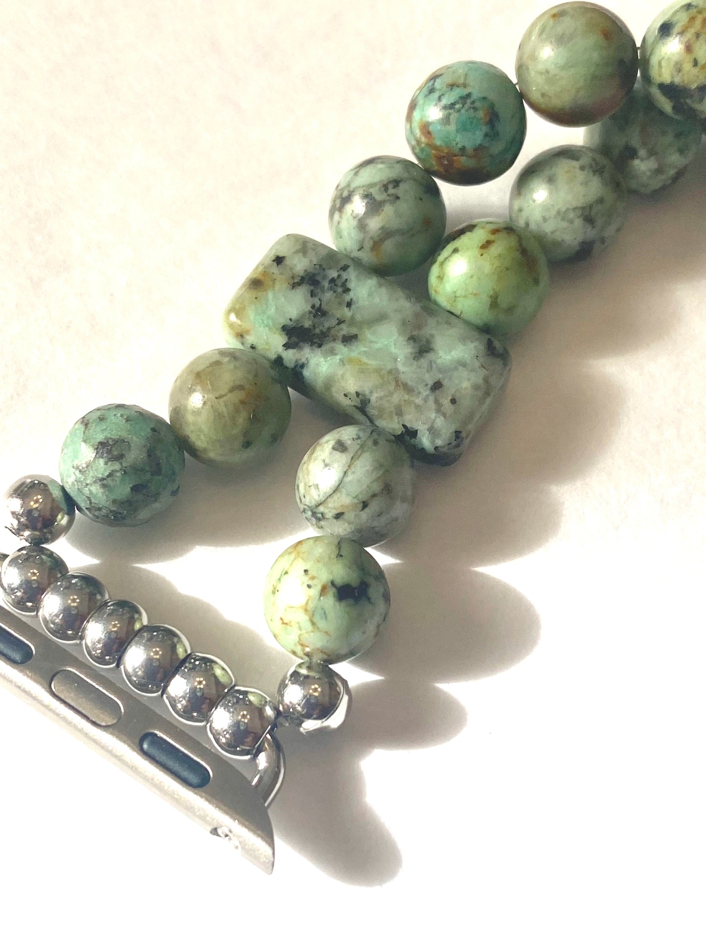African Turquoise Apple Watch Band | Handmade Gemstone Bracelet