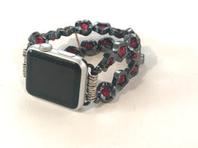 Load image into Gallery viewer, Wavy Hematite and Red Crystals Watch Band for Apple Watch
