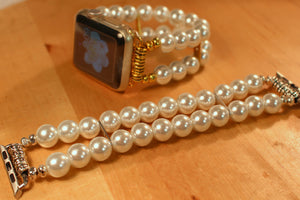 Watch Band for Apple Watch, White Pearls