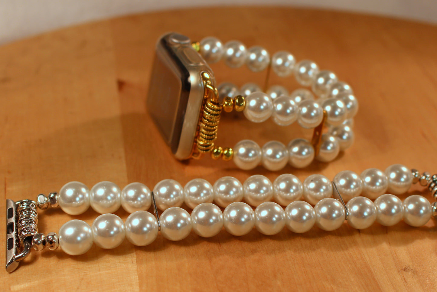 White Pearls Smartwatch-Apple Watch Band | Handmade Gemstone Bracelet Band