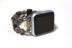 Labradorite and Silver Gray Crazy Lace Watch Band for Apple Watch