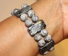 Load image into Gallery viewer, Labradorite and Silver Gray Crazy Lace Watch Band for Apple Watch
