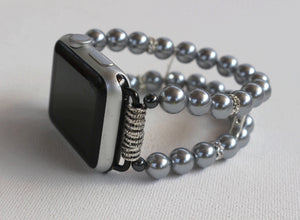 Watch Band for Apple Watch, Gray Pearls and Rhinestones