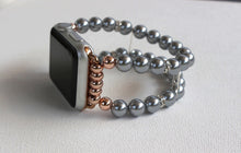 Load image into Gallery viewer, Watch Band for Apple Watch, Gray Pearls and Rhinestones
