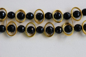 Black Obsidian and Gold Ovals Watch Band for Apple Watch