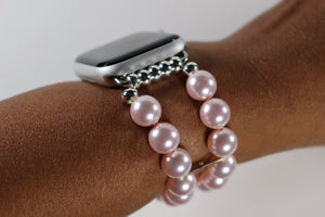 Pink Watch Band for Apple Watch, Pink Crystal Pearl for Apple Watch Band Bracelet