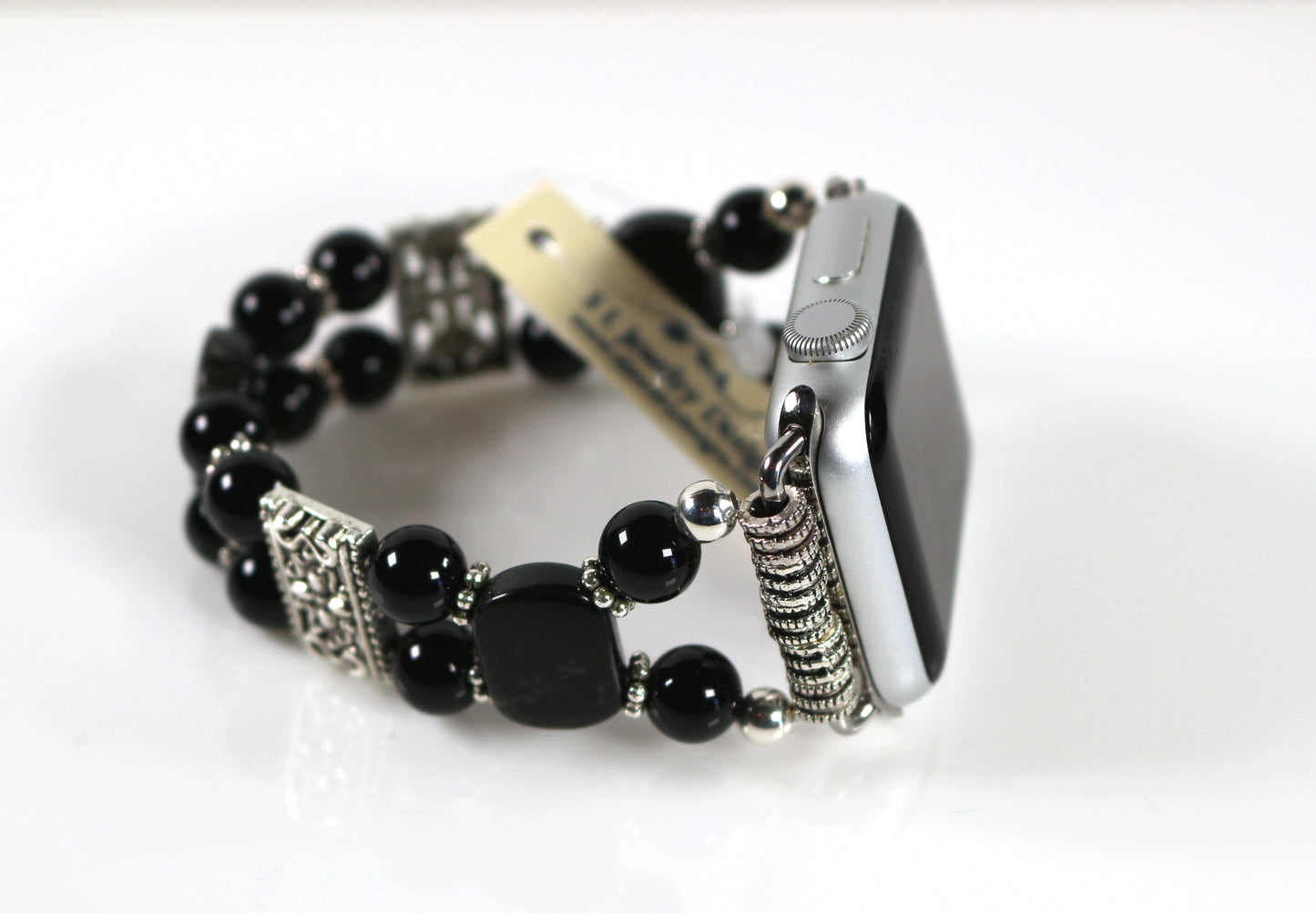 Black Onyx & Obsidian Apple Watch Band | Handmade Gemstone Bracelet