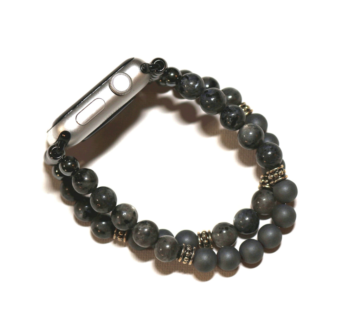 Black Labradorite-Matte Hemitite Smartwatch Band for Apple Watch, Men