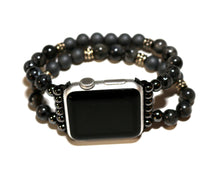 Load image into Gallery viewer, Mens Black Labradorite-Matte Hemitite Band for Apple Watch
