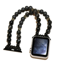 Load image into Gallery viewer, Mens Black Labradorite-Matte Hemitite Band for Apple Watch
