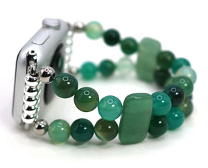 Green Onyx and Green Aventurine Bracelet Watch Band for Apple Watch