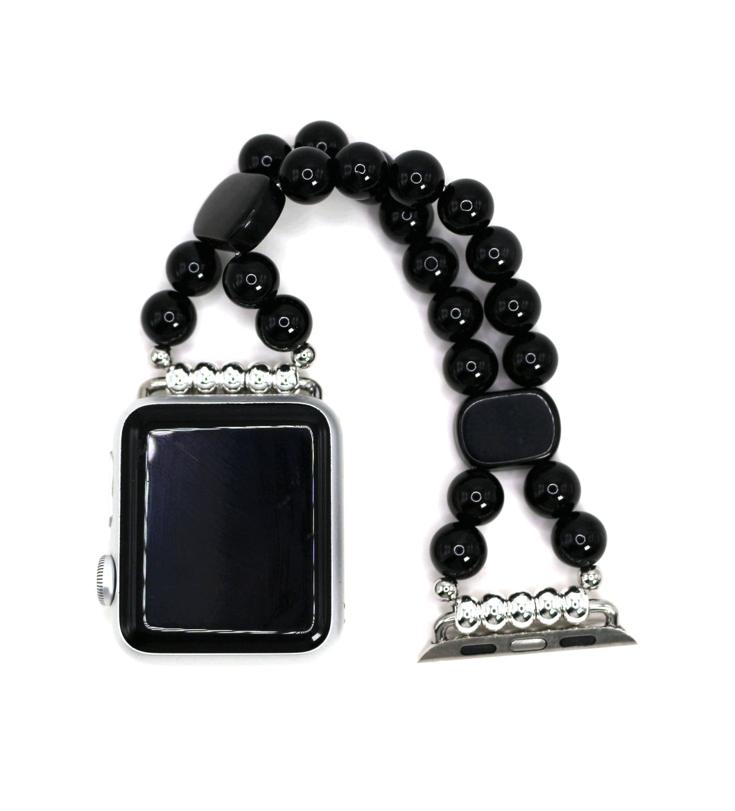 Black Onyx and Black Obsidian Bracelet Watch Band for Apple Watch