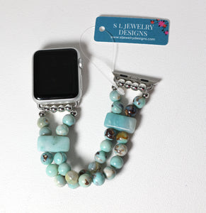 Enameled Agate & Amazonite Bracelet Watch Band for Apple Watch