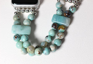Enameled Agate & Amazonite Bracelet Watch Band for Apple Watch