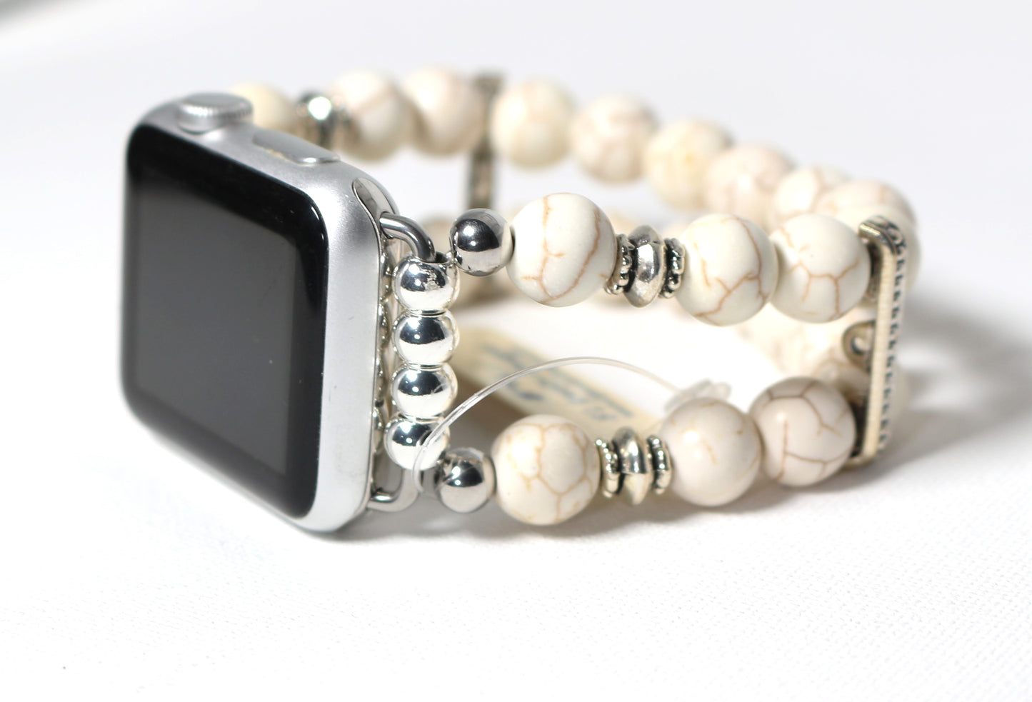 White and Brown Howlite Smartwatch Band for Apple Watch