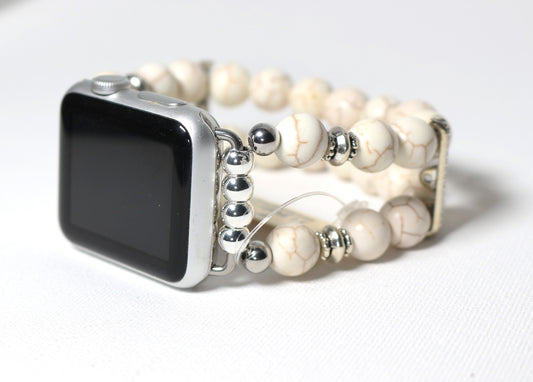 White and Brown Howlite Smartwatch Band for Apple Watch