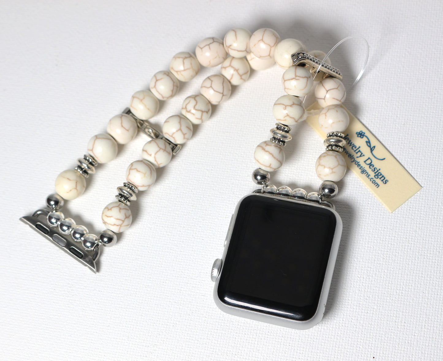 White and Brown Howlite Smartwatch Band for Apple Watch