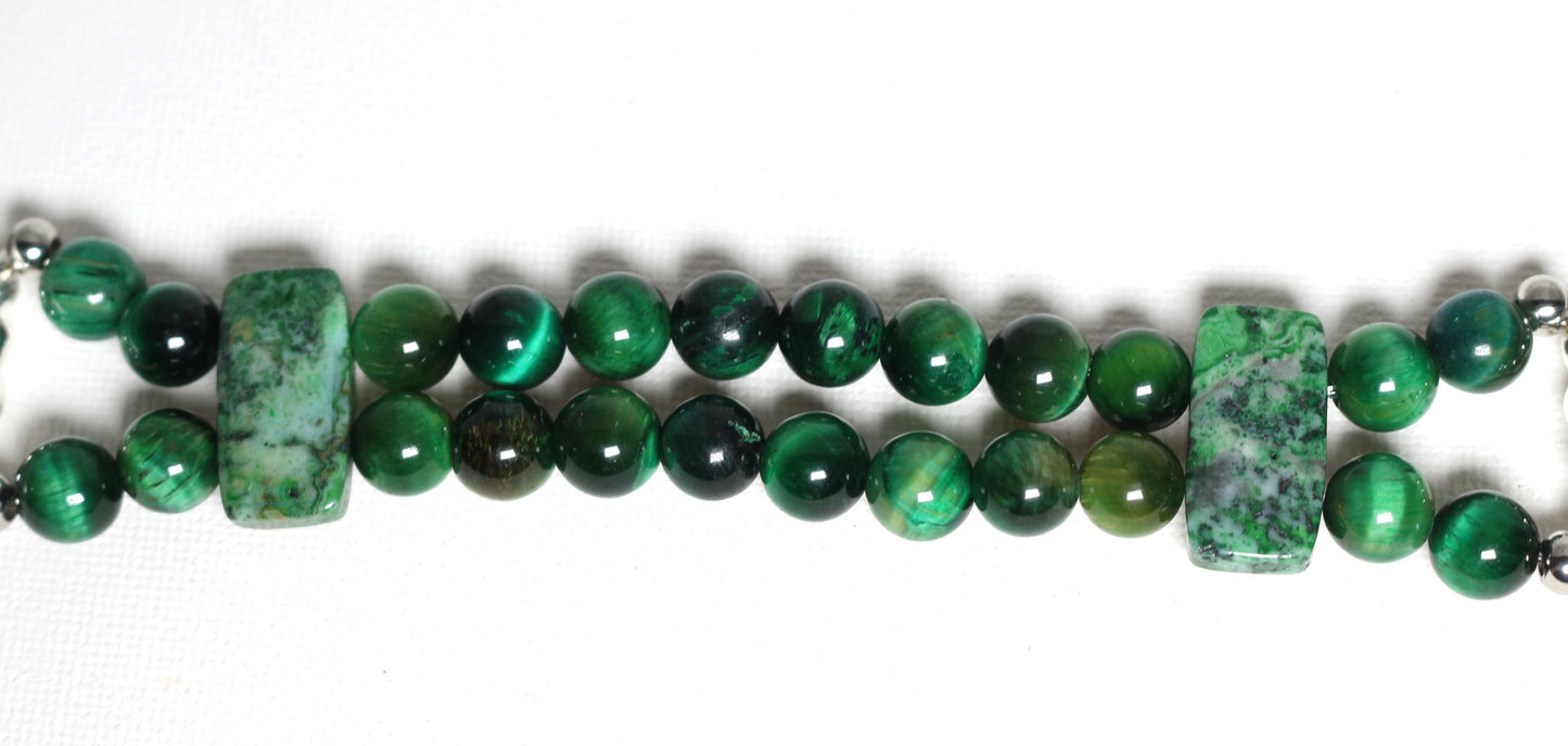 Green Tigers Eye and Crazy Lace Agate Gemstone Smartwatch Bracelet Watch Band for Apple Watch
