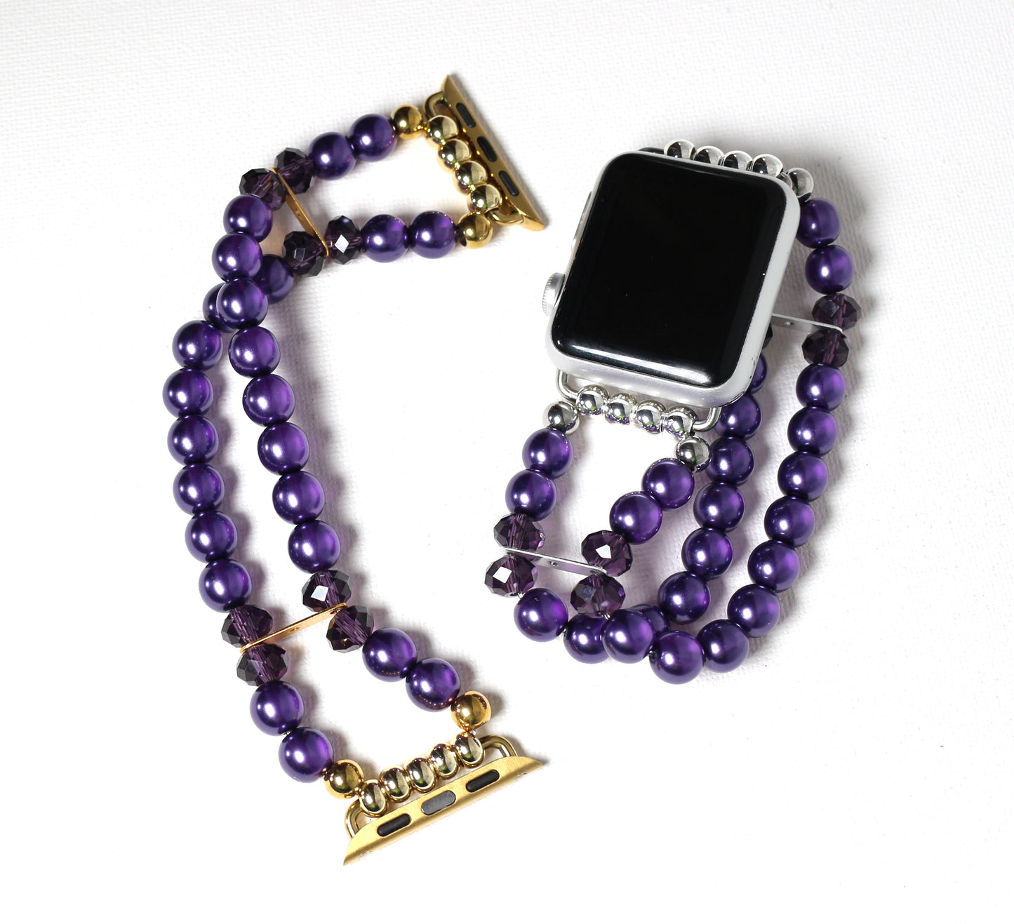 Purple Pearl and Crystals Smartwatch Band for Apple Watch