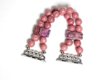 Load image into Gallery viewer, Rose Pink Rhodonite and Crazy Lace Agate Bracelet Watch Band for Apple Watch
