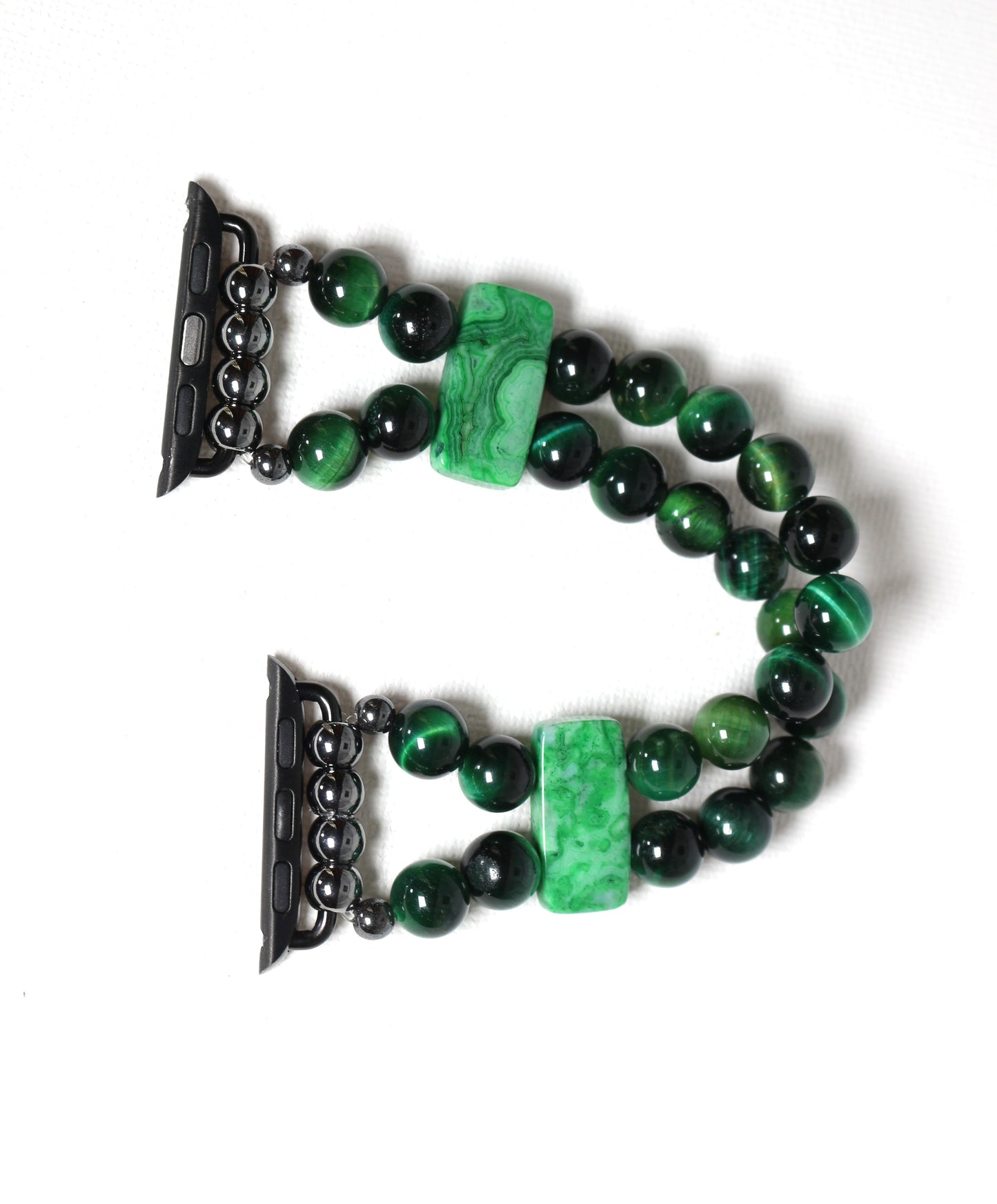 Green Tigers Eye and Crazy Lace Agate Gemstone Smartwatch Bracelet Watch Band for Apple Watch