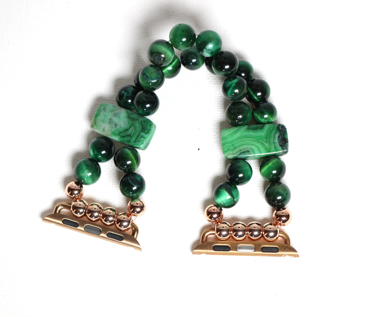 Green Tigers Eye and Crazy Lace Agate Gemstone Smartwatch Bracelet Watch Band for Apple Watch