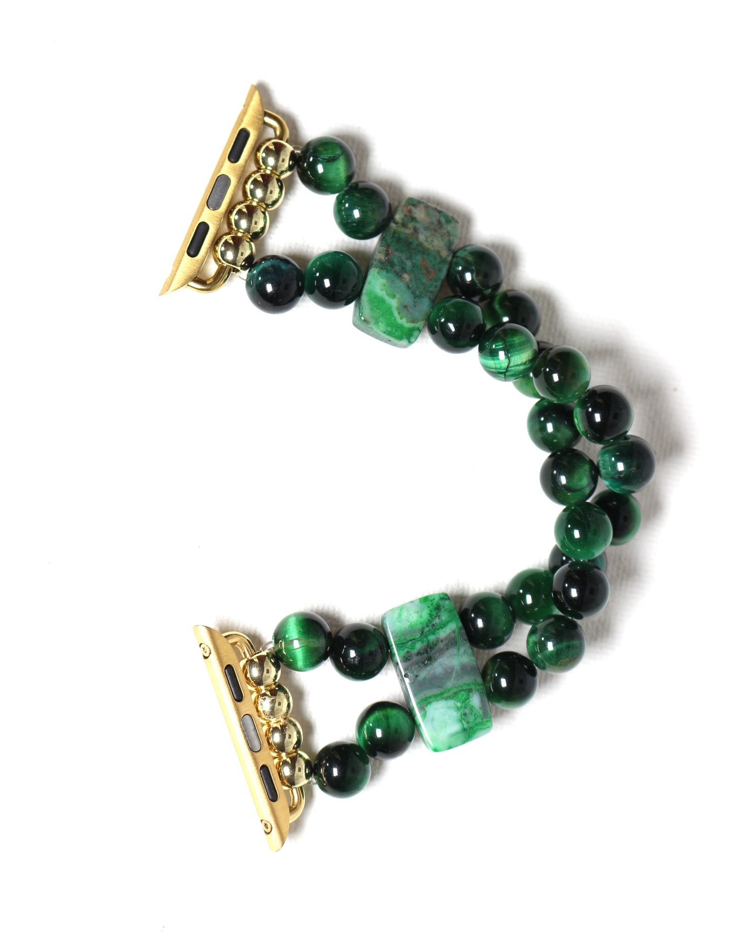 Green Tigers Eye and Crazy Lace Agate Gemstone Smartwatch Bracelet Watch Band for Apple Watch