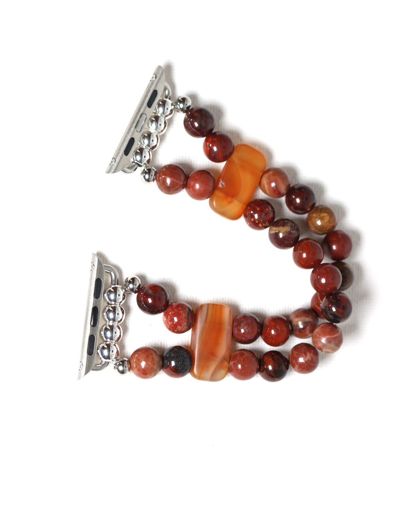 Red Flower Jasper and Carnelian Gemstone Smartwatch Bracelet Handmade Watch Band for Apple Watch