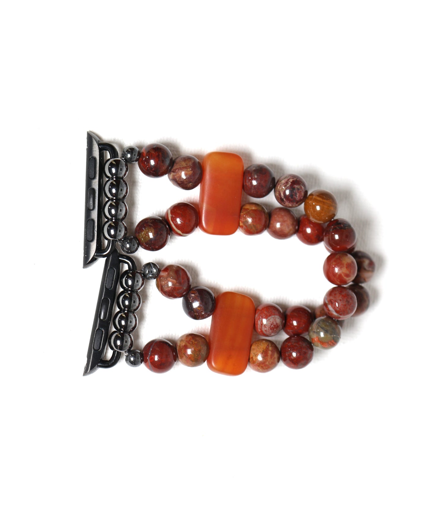 Red Flower Jasper and Carnelian Gemstone Smartwatch Bracelet Handmade Watch Band for Apple Watch