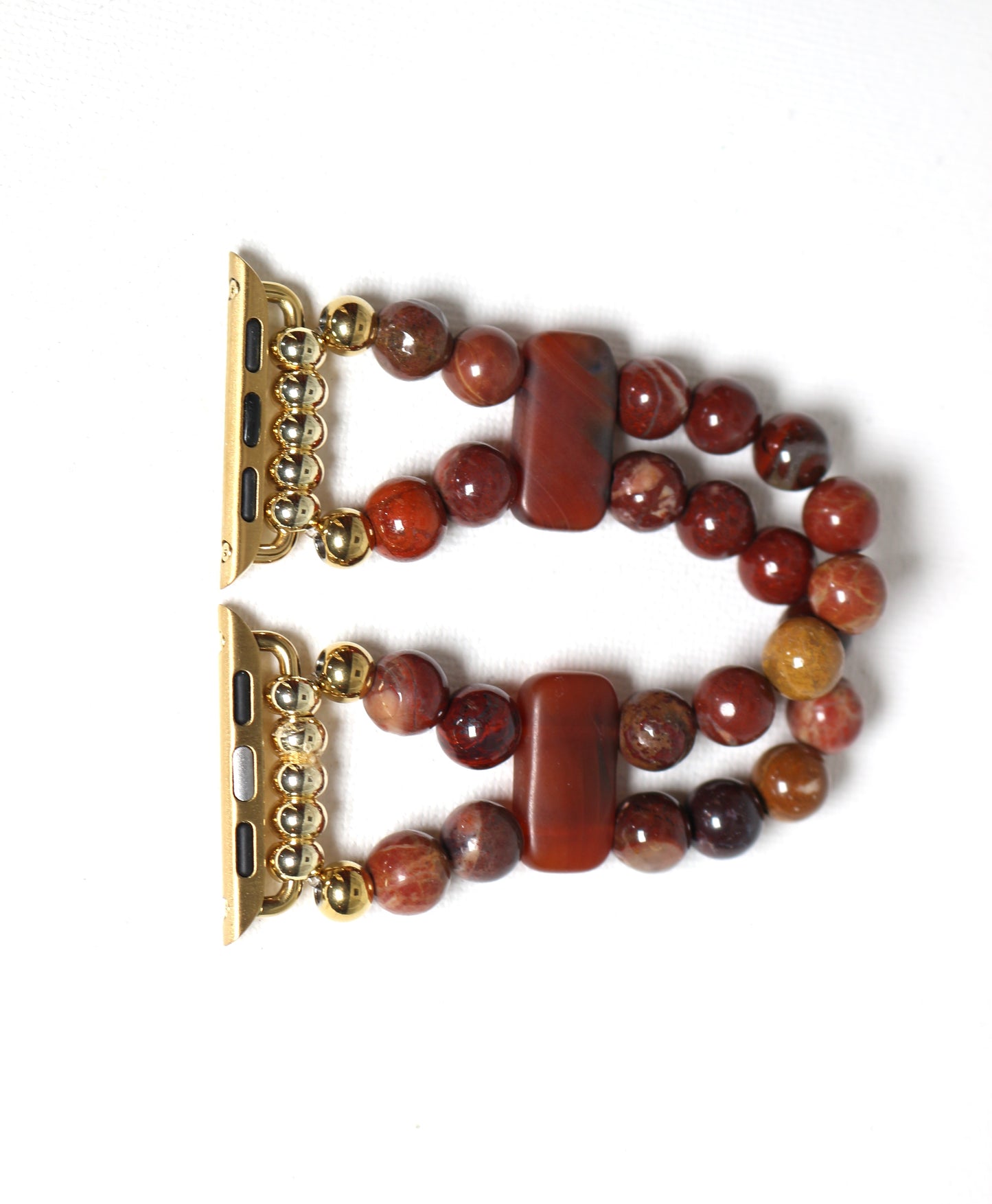 Red Flower Jasper and Carnelian Gemstone Smartwatch Bracelet Handmade Watch Band for Apple Watch